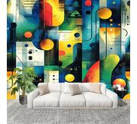 3D Wall Mural Art Wall Decor Removable Wallpaper Abstract Soccer Ball Geometric Modern Non-Woven Fabrics Easy to Clean Mural Multicolor Murals for Classroom Bathroom Apartment 350x256cm