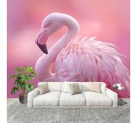 3D Wall Mural Art Wall Decor Removable Wallpaper Animal Flamingo Modern Non-Woven Fabrics Easy to Clean Mural Pink Murals for Classroom Bathroom Apartment 250x175cm