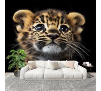 3D Wall Mural Art Wall Decor Removable Wallpaper Animal Leopard Modern Non-Woven Fabrics Easy to Clean Mural Black Murals for Classroom Bathroom Apartment 300x210cm