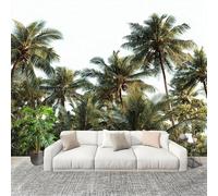 3D Wall Mural Art Wall Decor Removable Wallpaper Beachfront Palm Trees Modern Non-Woven Fabrics Easy to Clean Mural White Murals for Classroom Bathroom Apartment 250x175cm