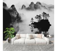 3D Wall Mural Art Wall Decor Removable Wallpaper Chinese Abstract Landscape Painting Modern Non-Woven Fabrics Easy to Clean Mural White Murals for Classroom Bathroom Apartment 250x175cm