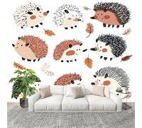 3D Wall Mural Art Wall Decor Removable Wallpaper Cute Hedgehog Modern Non-Woven Fabrics Easy to Clean Mural White Murals for Classroom Bathroom Apartment 200x140cm