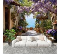 3D Wall Mural Art Wall Decor Removable Wallpaper Dream Garden Building Modern Non-Woven Fabrics Easy to Clean Mural Multicolor Murals for Classroom Bathroom Apartment 250x175cm