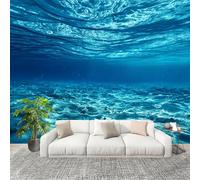 3D Wall Mural Art Wall Decor Removable Wallpaper Dreamy Haiti Lights and Shadows Modern Non-Woven Fabrics Easy to Clean Mural Blue Murals for Classroom Bathroom Apartment 250x175cm