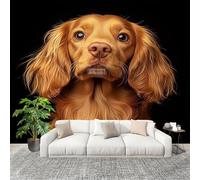 3D Wall Mural Art Wall Decor Removable Wallpaper English Cocker Spaniel Modern Non-Woven Fabrics Easy to Clean Mural Black Murals for Classroom Bathroom Apartment 400x280cm
