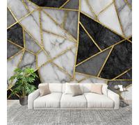 3D Wall Mural Art Wall Decor Removable Wallpaper Geometry Marble Texture Modern Non-Woven Fabrics Easy to Clean Mural White Murals for Classroom Bathroom Apartment 200x140cm