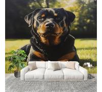 3D Wall Mural Art Wall Decor Removable Wallpaper Grass Rottweiler Modern Non-Woven Fabrics Easy to Clean Mural Green Murals for Classroom Bathroom Apartment 400x280cm
