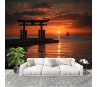 3D Wall Mural Art Wall Decor Removable Wallpaper Japan Torii (A Gate in Japanese Architecture) Modern Non-Woven Fabrics Easy to Clean Mural Orange Murals for Classroom Bathroom Apartment 300x210cm