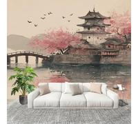 3D Wall Mural Art Wall Decor Removable Wallpaper Japanese Landscape Architecture Modern Non-Woven Fabrics Easy to Clean Mural Multicolor Murals for Classroom Bathroom Apartment 300x210cm