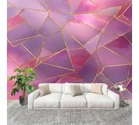3D Wall Mural Art Wall Decor Removable Wallpaper Marble Polygon Geometry Modern Non-Woven Fabrics Easy to Clean Mural Pink Murals for Classroom Bathroom Apartment 350x256cm