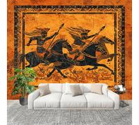 3D Wall Mural Art Wall Decor Removable Wallpaper Retro People Animals Horses Modern Non-Woven Fabrics Easy to Clean Mural Orange Murals for Classroom Bathroom Apartment 400x280cm