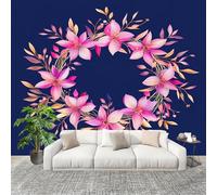 3D Wall Mural Art Wall Decor Removable Wallpaper Romantic Mandala Wreath Modern Non-Woven Fabrics Easy to Clean Mural Dark Blue Murals for Classroom Bathroom Apartment 250x175cm