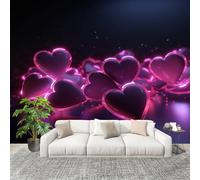 3D Wall Mural Art Wall Decor Removable Wallpaper Romantic Relief Heart-Shaped Pattern Modern Non-Woven Fabrics Easy to Clean Mural Dark Murals for Classroom Bathroom Apartment 350x256cm