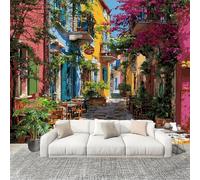 3D Wall Mural Art Wall Decor Removable Wallpaper Romantic Street Architecture Modern Non-Woven Fabrics Easy to Clean Mural Colorful Murals for Classroom Bathroom Apartment 400x280cm