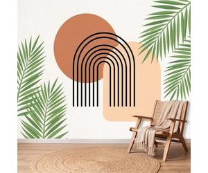 3D Wall Mural Bohemian Modern Print Rainbow Palm Leaf Geometric Photo Wallpaper, Non-Woven Mural Decoration Poster Picture 400 x 280 cm Wallpaper for Living Room Kids Bedroom