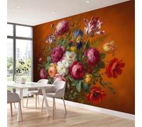 3D Wall Mural Botanical Vintage Print Victorian Style Floral Peonies Tulips Photo Wallpaper, Non-Woven Mural Decoration Poster Picture 200 x 140 cm Wallpaper for Living Room Kids Bedroom