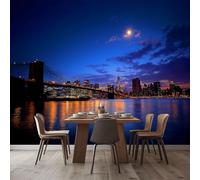 3D Wall Mural Brooklyn Bridge New York City 300x210 cm Photo Wallpaper, Panoramic Poster Mural, for Living Room Bedroom TV Sofa Background Modern Decoration Wall Covering