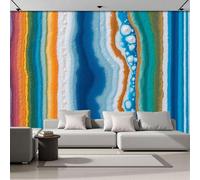 3D Wall Mural Colorful Stripes Foam Patterns Photo Wallpaper, Luxury Blue-Green Wall Mural Decoration Poster Picture Minimalist Abstract Design 250 × 175 Cm Wallpaper For Living Room Kids Bedroom