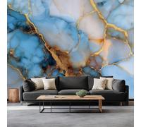 3D Wall Mural Elegant Charming Marble Textures Print Photo Wallpaper, Non-Woven Blue - Poster Mural Wallpaper for Living Room Kitchen Bedroom, 138 x 101 inch (W x H)