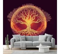 3D Wall Mural Fantasy Print Photo Wallpaper, Luxury Non-Woven Wall Mural Decoration Poster Picture Design Modern Orange-Red Holy Tree Nimbus Root 200 X 140 Cm Wallpaper Living Room