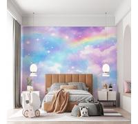 3D Wall Mural Galaxy Dreamy Rainbow Clouds Print Photo Wallpaper, Colorful Non-Woven Wall Mural Decoration Poster Picture Design Modern 300 x 210 cm (WxH) Mural for Living Room Kids Bedroom