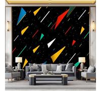 3D Wall Mural Geometric Colourful Triangles and Arrows Photo Wallpaper, Retro Pop Art Non-Woven Wall Mural, Decoration Poster Picture Design Modern Mural 300 x 210 cm for Kids Kindergarten
