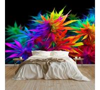 3D Wall Mural Leaves Trend Art Individuality Vibrant Colors 400 x 280 cm Luxury Non-Woven Wall Covering - Decoration Photo Wallpaper Picture, Ideal for Living Room Kids Bedroom Home Decor Multicolor