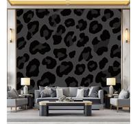 3D Wall Mural Leopard Print Animal Print Black Photo Wallpaper, Luxury Non-Woven Mural Decoration Poster Picture Design Modern 150 x 105 cm (W x H) Mural for Living Room Kids Bedroom Decoration