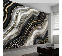 3D Wall Mural Marble Luxury Stripes Print Photo Wallpaper, Agate Non-Woven Wall Mural Decoration Poster Picture Design Modern 350 x 256 cm (W x H) Mural for Living Room Kids Bedroom