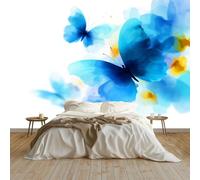 3D Wall Mural Modern Butterfly Fresh Beautiful Fairy Tale 200 x 140 cm Luxury Non-Woven Wall Covering - Decoration Photo Wallpaper Picture, Ideal for Living Room Kids Bedroom Home Decor Blue