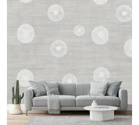 3D Wall Mural Modern Minimalist Round Texturedd Print Photo Wallpaper, Luxury Non-Woven Wall Mural Decoration Poster Picture Design Modern Gray White 350 X 256 Cm Wallpaper Living Room