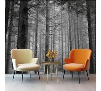 3D Wall Mural Mysterious Forest Plant Pine Trees Non-Woven Wall Mural Decoration for Living Room Kids Bedroom 400 x 280 cm Photo Poster Wallpaper Easy to Install Dark Grey Background Theme Wallpaper