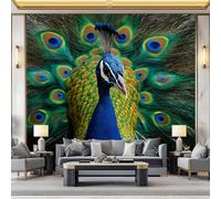 3D Wall Mural Peacock Feathers Wildlife Photo Wallpaper, Luxurious Non-Woven Wall Mural, Decoration Poster Picture Design Modern Mural 250 x 175 cm for Kids Kindergarten