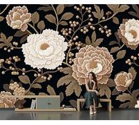 3D Wall Mural Peony Branches, Leaves, And Berries Photo Wallpaper, Retro Chinese Style Wall Murals Decoration Poster Picture Design Modern 350x256cm (W x H) Mural for Living Room Kids Bedroom