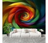 3D Wall Mural Photo Wallpaper Abstract, Vibrant Rainbow Swirl Non-Woven Wall Mural Colorful Decoration Poster Picture Modern 200x140 cm Wallpaper for livingroom Kids Bedroom