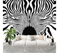 3D Wall Mural Photo Wallpaper Abstract Zebra Texture Non-Woven Wall Mural Optical Illusions Decoration Poster Picture Modern 250x175 cm Wallpaper for livingroom Kids Bedroom