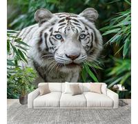 3D Wall Mural Photo Wallpaper Animal White Tiger Close Up Non-Woven Wall Mural Animal Tiger Decoration Poster Picture Modern 400x280 cm Wallpaper for livingroom Kids Bedroom