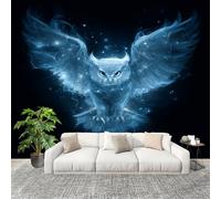 3D Wall Mural Photo Wallpaper Fantasy Owl Pattern Non-Woven Wall Mural Blue Decoration Poster Picture Modern 250x175 cm Wallpaper for livingroom Kids Bedroom
