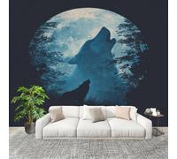 3D Wall Mural Photo Wallpaper Fantasy Style Wolf Illustration Non-Woven Wall Mural Blue Decoration Poster Picture Modern 250x175 cm Wallpaper for livingroom Kids Bedroom