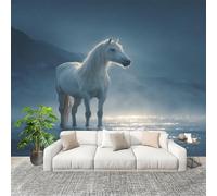 3D Wall Mural Photo Wallpaper Fantasy White Horse Non-Woven Wall Mural Animal Horse Decoration Poster Picture Modern 200x140 cm Wallpaper for livingroom Kids Bedroom