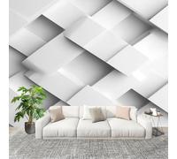 3D Wall Mural Photo Wallpaper Geometric Three Dimensional Effect Non-Woven Wall Mural White Decoration Poster Picture Modern 200x140 cm Wallpaper for livingroom Kids Bedroom