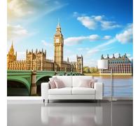 3D Wall Mural Photography City Buildings Bridges Print Photo Wallpaper, Colorful Luxury Non-Woven Wall Mural Decoration Poster Picture Design 200 x 140 cm (W x H), Mural for Living Room Kids Bedroom