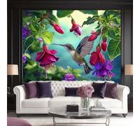 3D Wall Mural Plants Wind Birds Print Photo Wallpaper, Luxury Non-Woven Wall Mural Decoration Poster Picture Design Modern Birds Flying Among Branches 250 X 175 Cm Wallpaper Living Room