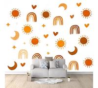 3D Wall Mural Sun and Moon Fantasy Rainbow Cute Celestial Bodies 200 x 140 cm Luxury Non-Woven Wall Covering - Decoration Photo Wallpaper Picture, Ideal for Living Room Kids Bedroom Home Decor White