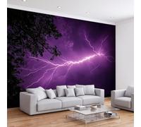 3D Wall Mural Thunderstorm Night Sky Lightning Photo Wallpaper, Non-Woven Wall Mural, Decoration Poster Picture Design Modern Mural 200 x 140 cm for Kids Kindergarten
