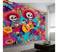 3D Wall Mural Traditional Mexico Day of The Dead Skulls Print Photo Wallpaper - 200 x 140 cm Non-Woven Premium Wall Mural for Living Room Kids Bedroom Color Decoration Poster Theme Photo Wallpaper