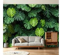 3D Wall Mural Tropical Jungle Print Monstera Leaves Plants Foliage Photo Wallpaper, Non-Woven Mural Decoration Poster Picture 200 x 140 cm Wallpaper for Living Room Kids Bedroom