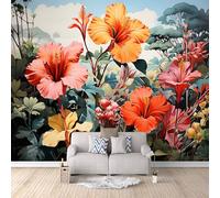 3D Wall Mural Tropical Plants Photo Wallpaper, Non-Woven Mural Wallpaper Decoration Poster Art Picture Modern 300 × 210 cm (WxH) Rainforest Flowers And Leaves Wall Murals for Bedroom Living Room