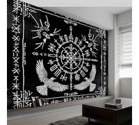 3D Wall Mural Viking Runes and Symbols Print Photo Wallpaper, Norwegian Wheel Symbol Non-Woven Wall Mural, Decoration Poster Picture Design Modern Mural 300 x 210 cm (WxH) for livingroom Kids Bedroom
