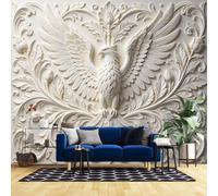 3D Wall Mural Wallpaper 160X112Inch 3D Panoramic Spread-Wing Eagle Scroll Floral Mural Wallpaper Luxury Poster Photo Wall Paper Feature Wall Decor for Bedroom Living Room Office Winged Eagle 400X28